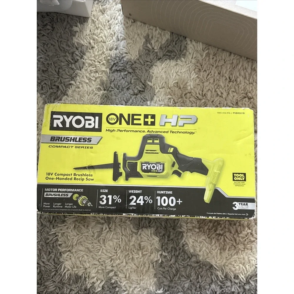 NEW RYOBI HP 18 Volt Brushless Compact One+HP Reciprocating Saw (Tool Only)
